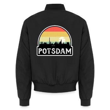 Potsdam Deutschland Flagge Skyline Reisesouvenir - Unisex Bomberjacke - Schwarz - Hinten - AI Model Male 185 light (185cm)