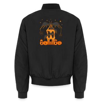 Halloween Happy Halloween Kürbis - Unisex Bomberjacke - Schwarz - Hinten - AI Model Male 185 light (185cm)