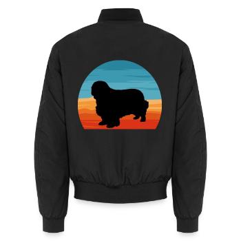 Klempner Spaniel Hund Liebe Silhouette Vintage Sonnenuntergang - Unisex Bomberjacke - Schwarz - Hinten - AI Model Male 185 light (185cm)