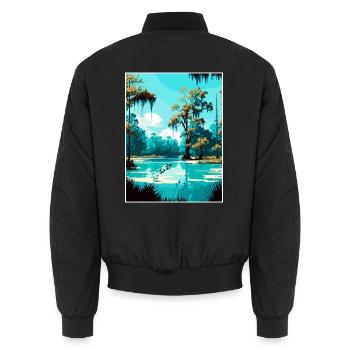 De Leon Springs State Park Florida Reiseposter - Unisex Bomberjacke - Schwarz - Hinten - AI Model Male 185 light (185cm)