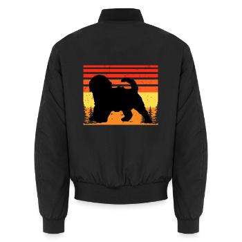 Cockapoo Hundeliebhaber Silhouette Vintage Sonnenuntergang - Unisex Bomberjacke - Schwarz - Hinten - AI Model Male 185 light (185cm)