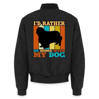 Klempner Spaniel Hund Liebe Silhouette Vintage Sonnenuntergang - Unisex Bomberjacke - Schwarz - Hinten - AI Model Male 185 light (185cm)
