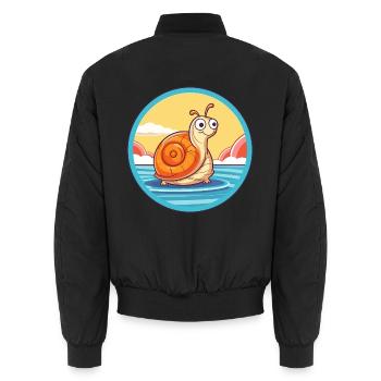 Schnecke Aquarell Cartoon Kawaii Clipart Tier - Unisex Bomberjacke - Schwarz - Hinten - AI Model Male 185 light (185cm)
