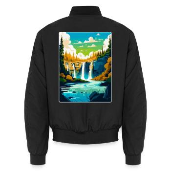 Plitvicer Seen Kroatien Vintage Reiseplakat WPA - Unisex Bomberjacke - Schwarz - Hinten - AI Model Male 185 light (185cm)
