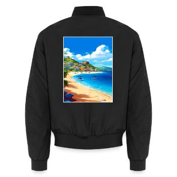 Saint Maarten Karibik Vintage Reiseposter - Unisex Bomberjacke - Schwarz - Hinten - AI Model Male 185 light (185cm)