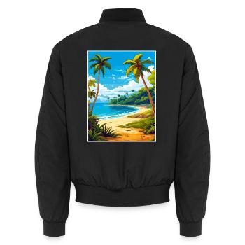 Jamaika Karibik Vintage Reiseplakat Souvenir - Unisex Bomberjacke - Schwarz - Hinten - AI Model Male 185 light (185cm)
