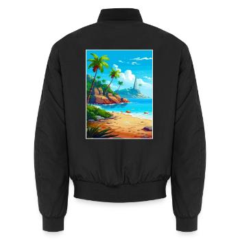 Jamaika Karibik Vintage Reiseplakat Souvenir - Unisex Bomberjacke - Schwarz - Hinten - AI Model Male 185 light (185cm)