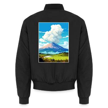 Poas Vulkan Nationalpark Vintage Reiseposter - Unisex Bomberjacke - Schwarz - Hinten - AI Model Male 185 light (185cm)