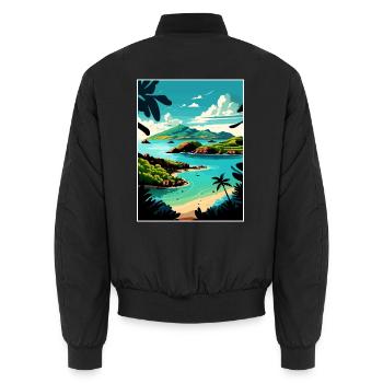 Antigua und Barbuda Karibik Reiseposter - Unisex Bomberjacke - Schwarz - Hinten - AI Model Male 185 light (185cm)