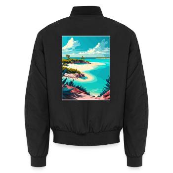 Turks- und Caicosinseln Karibik Reiseposter - Unisex Bomberjacke - Schwarz - Hinten - AI Model Male 185 light (185cm)