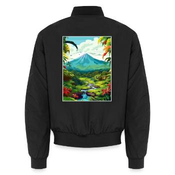 Costa Rica Vulkan Arenal Karibik Reiseposter - Unisex Bomberjacke - Schwarz - Hinten - AI Model Male 185 light (185cm)