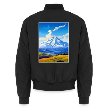 Mount Ruapehu Neuseeland Vintage Reiseposter - Unisex Bomberjacke - Schwarz - Hinten - AI Model Male 185 light (185cm)