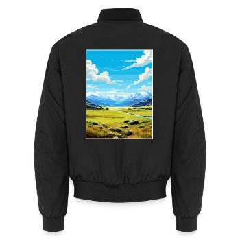Arthurs Pass Nationalpark Vintage Reiseposter - Unisex Bomberjacke - Schwarz - Hinten - AI Model Male 185 light (185cm)