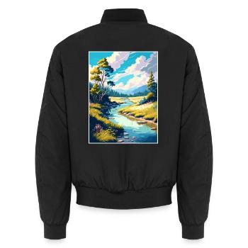 Wye Creek Dekoration Neuseeland Reiseposter - Unisex Bomberjacke - Schwarz - Hinten - AI Model Male 185 light (185cm)