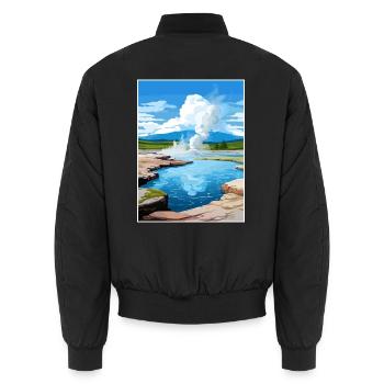 Pohutu Geysir Rotorua Neuseeland Reiseposter - Unisex Bomberjacke - Schwarz - Hinten - AI Model Male 185 light (185cm)