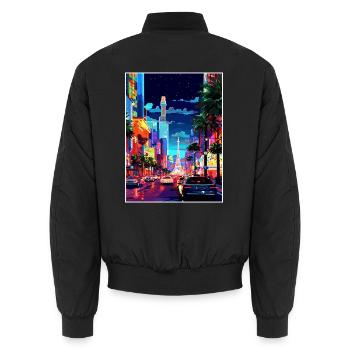 Las Vegas Nevada Vintage Reiseposter Souvenir - Unisex Bomberjacke - Schwarz - Hinten - AI Model Male 185 light (185cm)