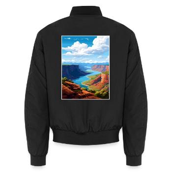 Flaming Gorge Utah Vintage Reiseposter Souvenir - Unisex Bomberjacke - Schwarz - Hinten - AI Model Male 185 light (185cm)