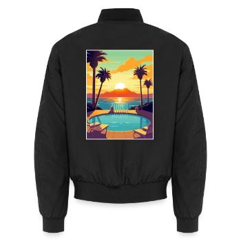 San Diego, Kalifornien, Vintage-Reiseposter, WPA-Kunst - Unisex Bomberjacke - Schwarz - Hinten - AI Model Male 185 light (185cm)