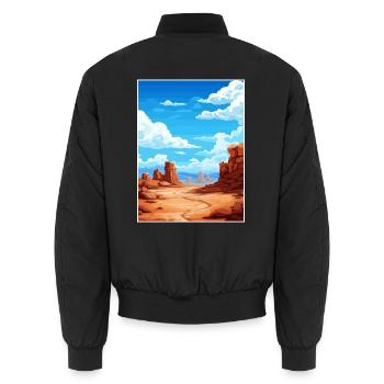 Goblin Valley State Park Vintage Reiseposter WPA - Unisex Bomberjacke - Schwarz - Hinten - AI Model Male 185 light (185cm)