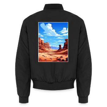 Goblin Valley State Park Vintage Reiseposter WPA - Unisex Bomberjacke - Schwarz - Hinten - AI Model Male 185 light (185cm)