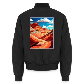Zinnoberrote Klippen Arizona Vintage Reiseposter WPA - Unisex Bomberjacke - Schwarz - Hinten - AI Model Male 185 light (185cm)