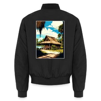 De Leon Springs State Park Florida Reiseplakat - Unisex Bomberjacke - Schwarz - Hinten - AI Model Male 185 light (185cm)