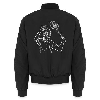 Rasanter Speedminton Crossminton - Unisex Bomberjacke - Schwarz - Hinten - AI Model Male 185 light (185cm)