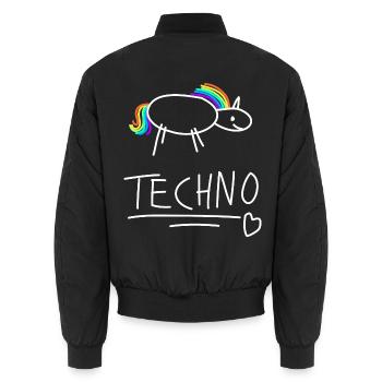 techno musik music electronic hardtekk goa house - Unisex Bomberjacke - Schwarz - Hinten - AI Model Male 185 light (185cm)