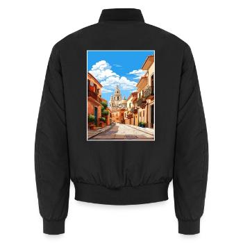 Murcia Spanien Vintage Reiseplakat WPA Souvenir - Unisex Bomberjacke - Schwarz - Hinten - AI Model Male 185 light (185cm)