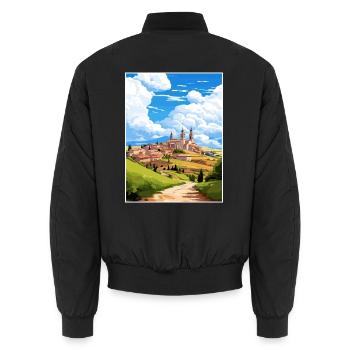 Castilla Y Leon Spanien Vintage Reiseposter WPA - Unisex Bomberjacke - Schwarz - Hinten - AI Model Male 185 light (185cm)