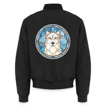 Kanadische Eskimo-Hunderasse Buntes Glas Buntes W - Unisex Bomberjacke - Schwarz - Hinten - AI Model Male 185 light (185cm)