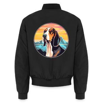 Treeing Walker Coonhound Hunderasse Cartoon Kawaii - Unisex Bomberjacke - Schwarz - Hinten - AI Model Male 185 light (185cm)