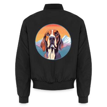 Norwegischer Jagdhund Rasse Cartoon Kawaii Watercolo - Unisex Bomberjacke - Schwarz - Hinten - AI Model Male 185 light (185cm)