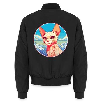 Rote Devon Rex Katze Bunte Karikatur Aquarell Illu - Unisex Bomberjacke - Schwarz - Hinten - AI Model Male 185 light (185cm)