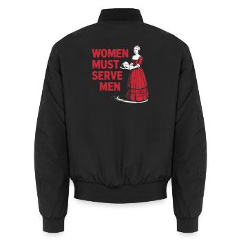 Women must serve men - Unisex Bomberjacke - Schwarz - Hinten - AI Model Male 185 light (185cm)