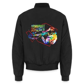 Präziser Armbrustschütze Mittelalter - Unisex Bomberjacke - Schwarz - Hinten - AI Model Male 185 light (185cm)