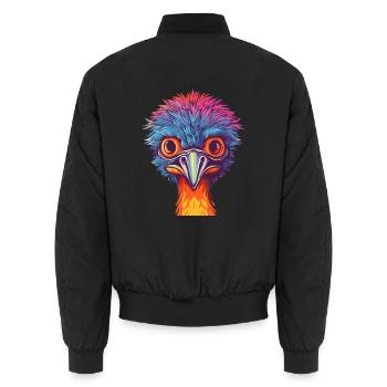 Emu Buntes Aquarell Cartoon Kawaii Tier - Unisex Bomberjacke - Schwarz - Hinten - AI Model Male 185 light (185cm)