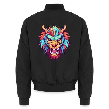 Chimera Buntes Aquarell Cartoon Kawaii Tier - Unisex Bomberjacke - Schwarz - Hinten - AI Model Male 185 light (185cm)