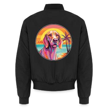 Russischer Jagdhund Rasse Bunte Karikatur Watercolo - Unisex Bomberjacke - Schwarz - Hinten - AI Model Male 185 light (185cm)