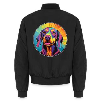 Polnischer Jagdhund Hunderasse buntes Karikatur-Aquarell - Unisex Bomberjacke - Schwarz - Hinten - AI Model Male 185 light (185cm)