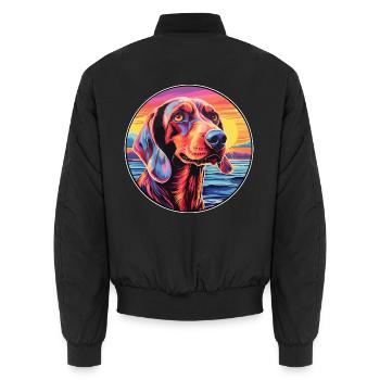 Norwegischer Jagdhund Rasse Bunte Karikatur Waterco - Unisex Bomberjacke - Schwarz - Hinten - AI Model Male 185 light (185cm)