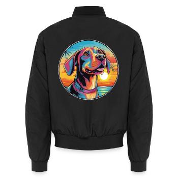 Deutscher Jagdhund Rasse bunte Karikatur Aquarell - Unisex Bomberjacke - Schwarz - Hinten - AI Model Male 185 light (185cm)