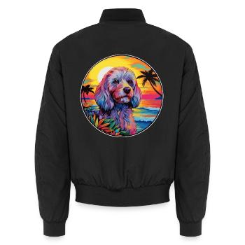 Cockapoo Hunderasse Buntes Karikatur Aquarell - Unisex Bomberjacke - Schwarz - Hinten - AI Model Male 185 light (185cm)
