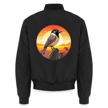 Bulbul Buntes Aquarell Cartoon Kawaii Tier - Unisex Bomberjacke - Schwarz - Hinten - AI Model Male 185 light (185cm)