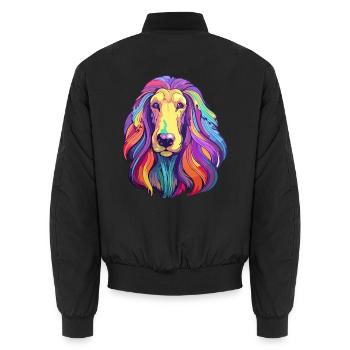 Afghanischer Jagdhund Rasse Cartoon Kawaii Illustration - Unisex Bomberjacke - Schwarz - Hinten - AI Model Male 185 light (185cm)