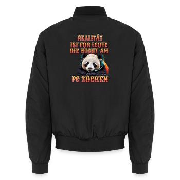 Niedlicher Panda Gaming Zocker Computer PC - Unisex Bomberjacke - Schwarz - Hinten - AI Model Male 185 light (185cm)