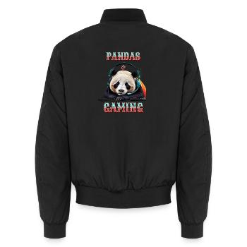 Pandas und Gaming - Unisex Bomberjacke - Schwarz - Hinten - AI Model Male 185 light (185cm)