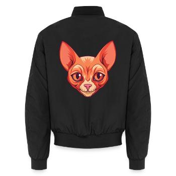 Rote Devon Rex Katze Cartoon Aquarell Illustration - Unisex Bomberjacke - Schwarz - Hinten - AI Model Male 185 light (185cm)