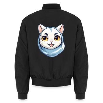 Arabische Mau-Katze Karikatur Aquarell Illustration - Unisex Bomberjacke - Schwarz - Hinten - AI Model Male 185 light (185cm)