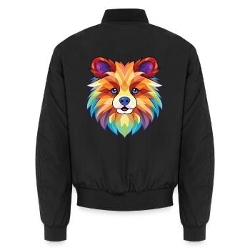 Pomeranian Spitz Hunderasse Aquarell Illustration - Unisex Bomberjacke - Schwarz - Hinten - AI Model Male 185 light (185cm)